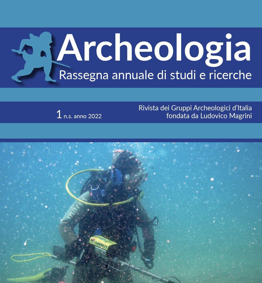 Copertina della rivista Archeologia, Rassegna annuale di studi e ricerche, con foto subacquea