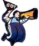 Clipart d'epoca 'GO!' usata nel sito storico dell'Informagiovani