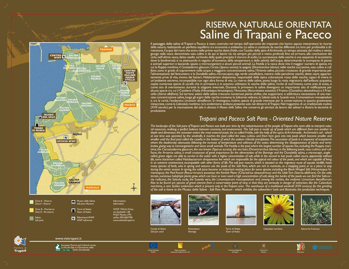 Pannello della Riserva Naturale Saline di Trapani e Paceco, sistema Ciste
