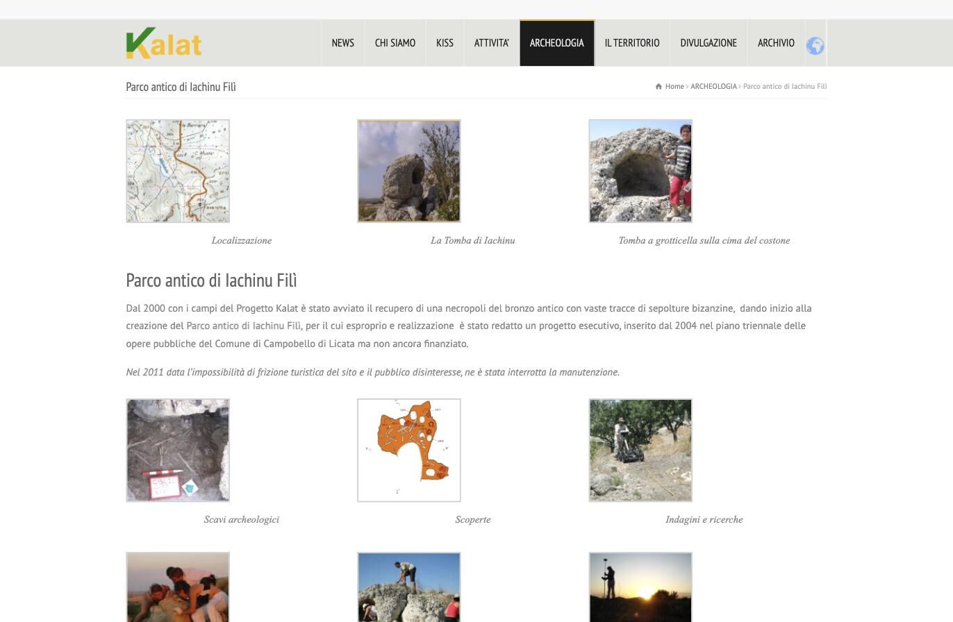 Localizzazione e tomba a grotticella del Parco antico di Iachinu Filì